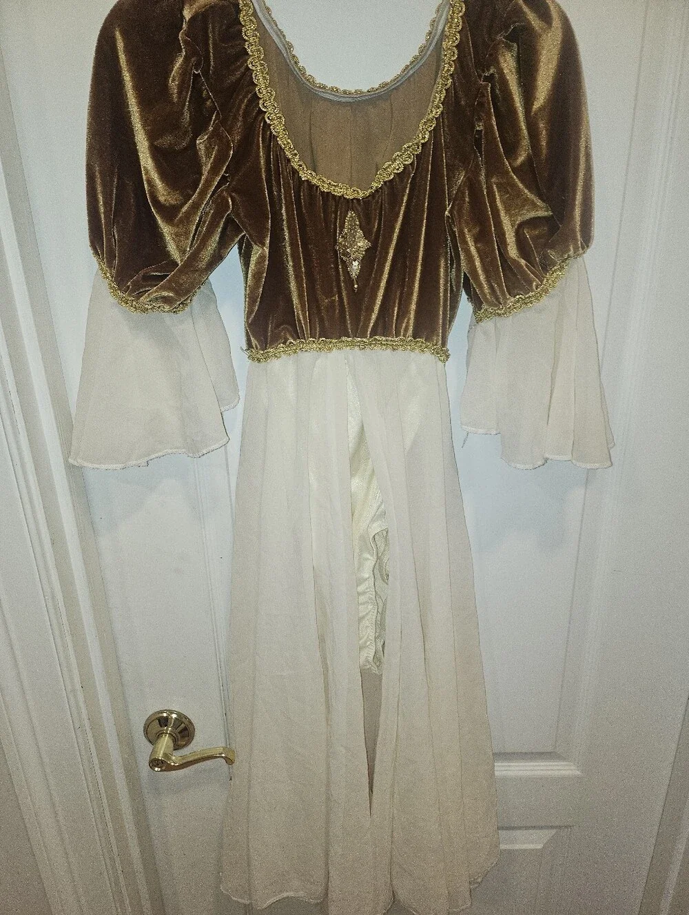 Halloween Classic Princess Velvet Dress Costume in Brown and Cream